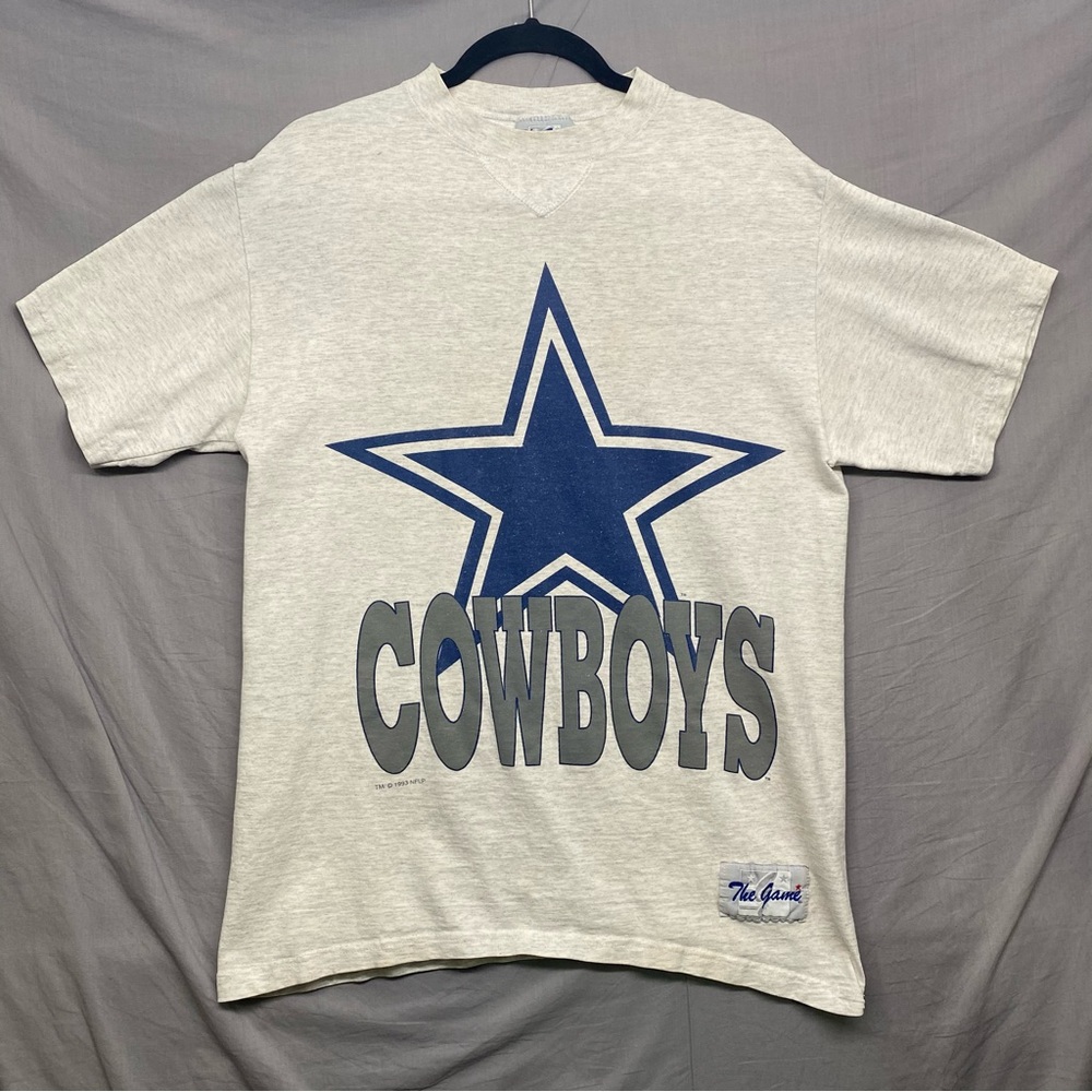 Vintage 1993 Cowboys T-Shirt by The‎ Game Light Heather Gray Blue Gray Size| L